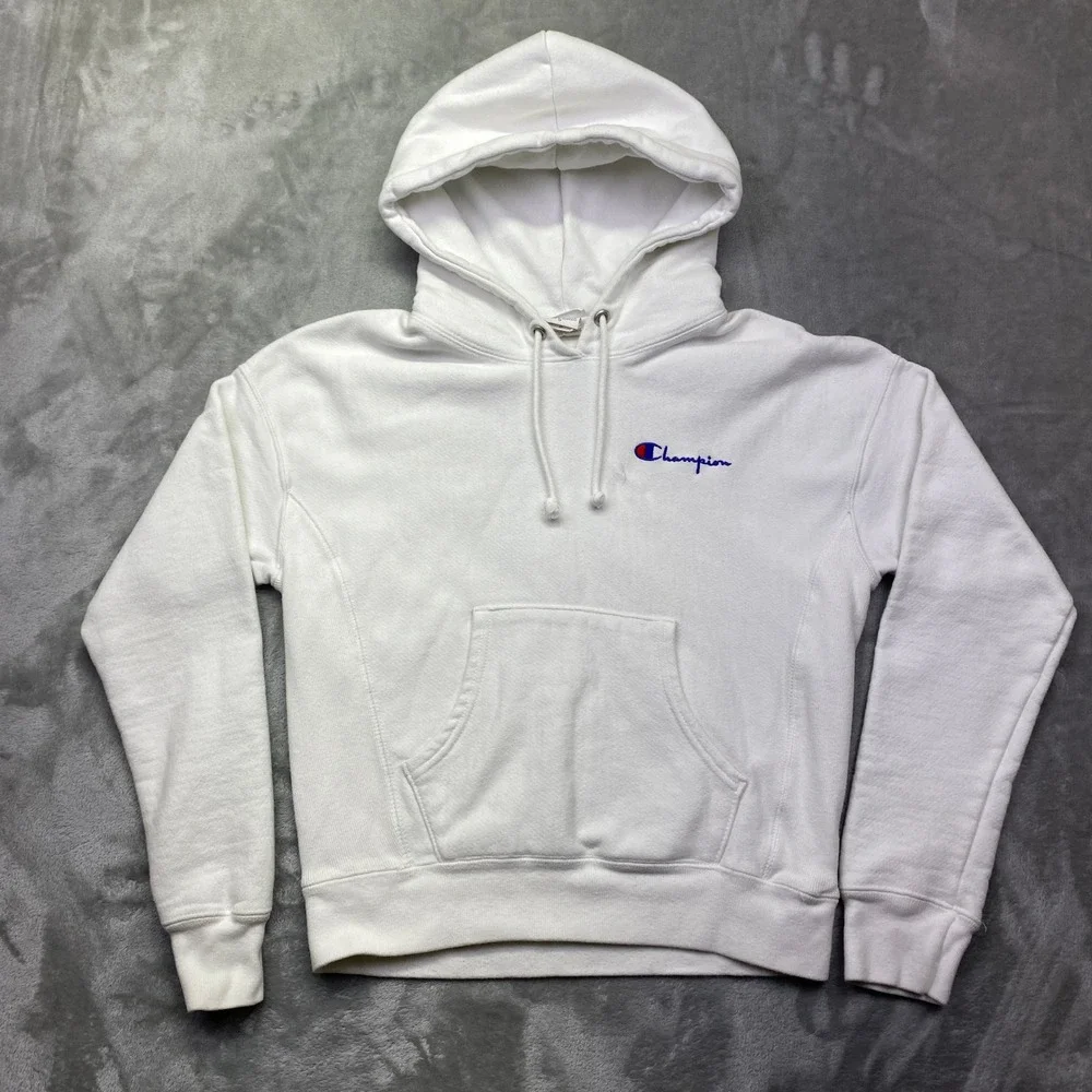 Champion Reverse Weave Hoodie Womens Extra Small XS Sweatshirt Pullover White‎